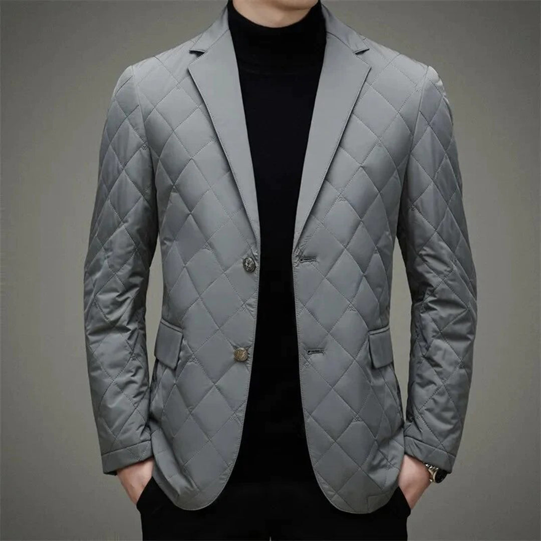 Drune | Steppjacke Slim Fit Rautenmuster Knopfverschluss Reverskragen
