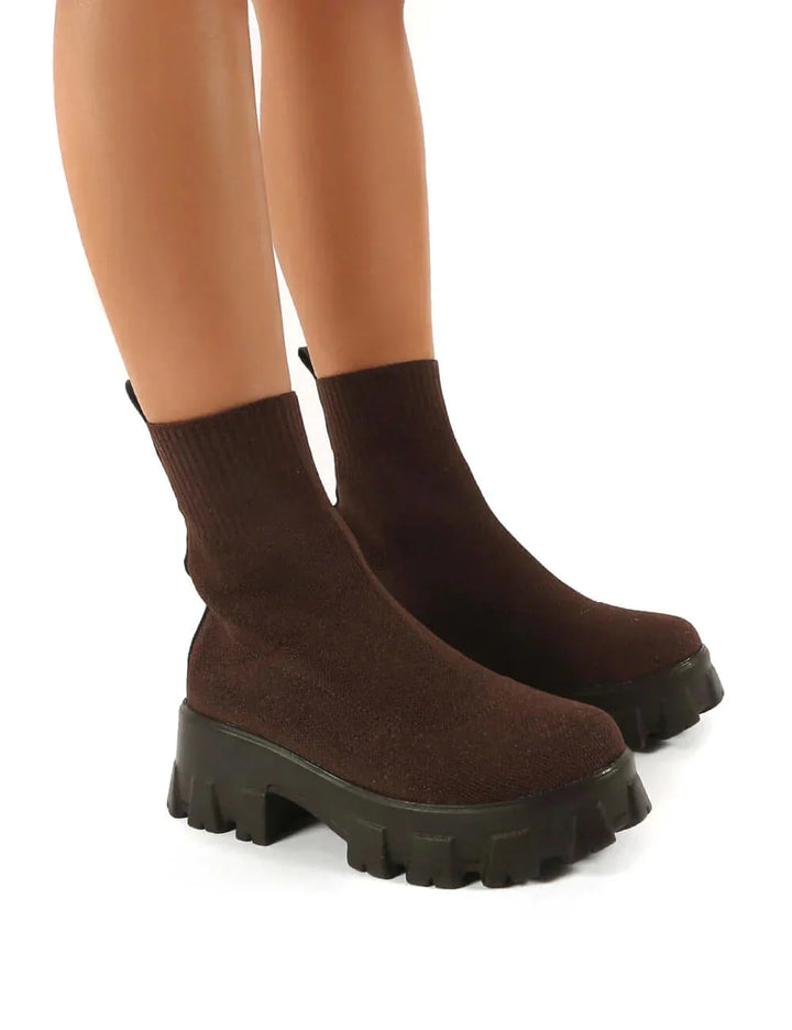 Drune | Klobig Plateau Sockenstiefel Damenstiefel