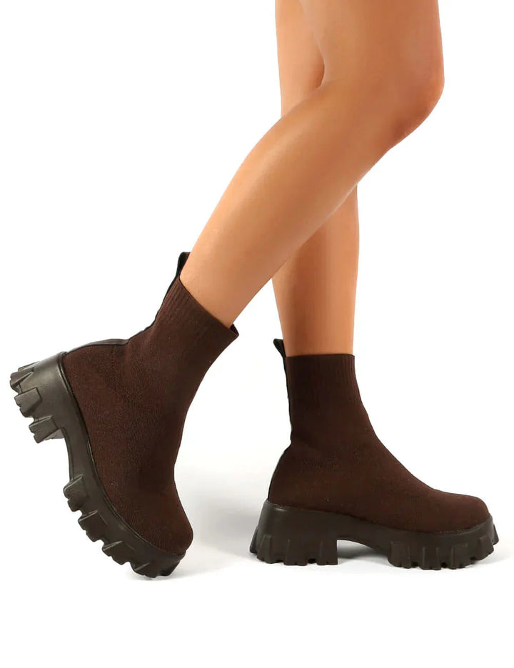 Drune | Klobig Plateau Sockenstiefel Damenstiefel
