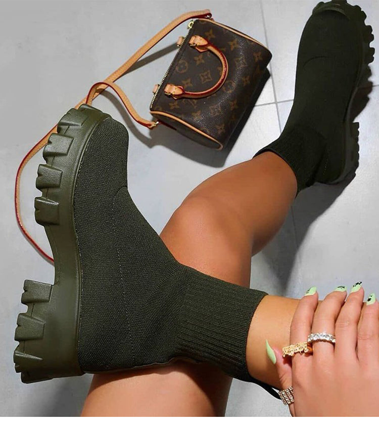 Drune | Klobig Plateau Sockenstiefel Damenstiefel