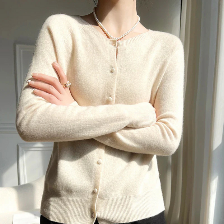 Drune | Damen Pastell Cardigan mit Rundhalsausschnitt und langen Ärmeln