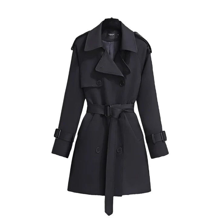 Drune | Damen Lange Trenchcoat mit Gürtel und Doppelknöpfen