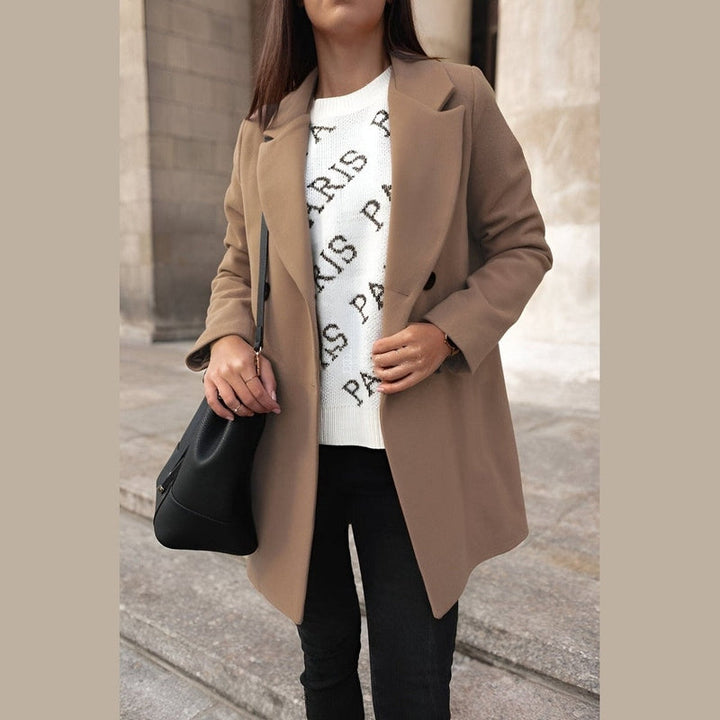 Drune | Damen Stilvolle Lange Winterjacke mit Knopfverschluss und Reverskragen
