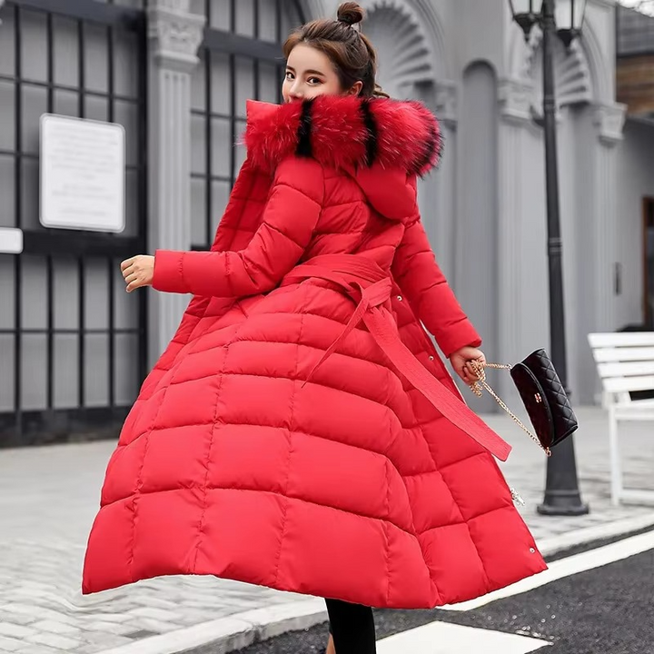 Drune | Damen Lange Winterjacke mit Pelzkragen