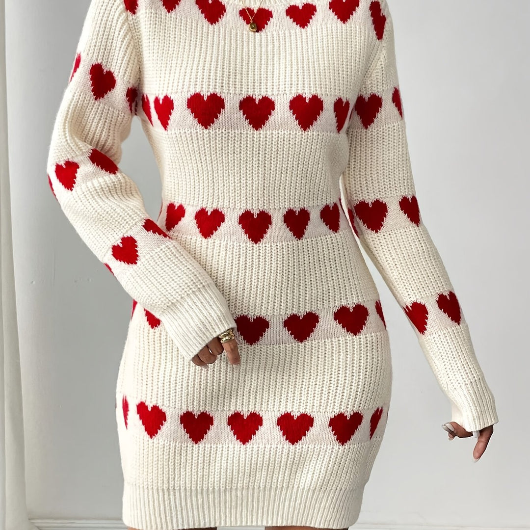 Drune | Strickkleid Damen mit Herzmuster