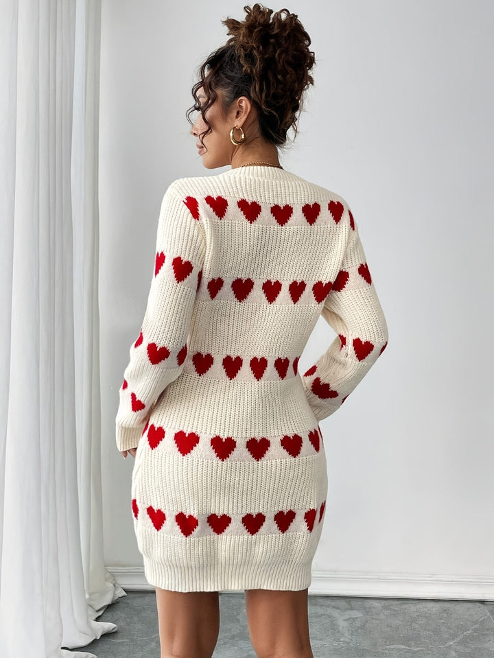 Drune | Strickkleid Damen mit Herzmuster