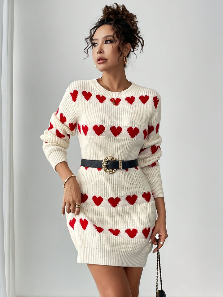 Drune | Strickkleid Damen mit Herzmuster
