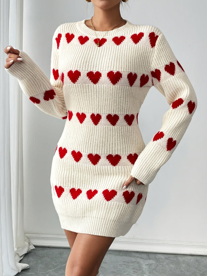 Drune | Strickkleid Damen mit Herzmuster