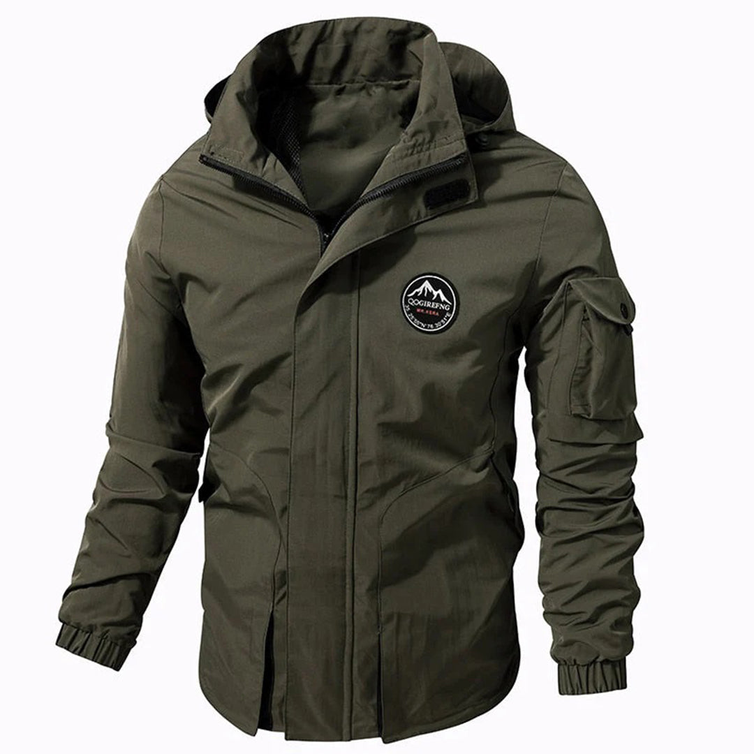 Drune | Herren Outdoorjacke mit Kapuze – Winddichte Funktionsjacke mit Reißverschluss & Taschen