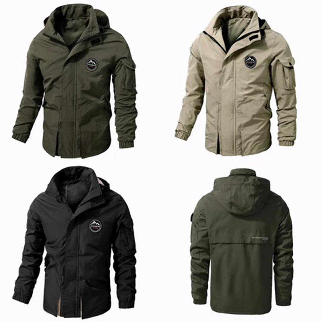 Drune | Herren Outdoorjacke mit Kapuze – Winddichte Funktionsjacke mit Reißverschluss & Taschen