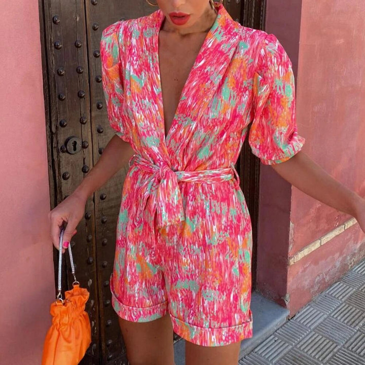 Drune | V Ausschnitt Kurze Ärmel Jumpsuit Sommerkleidung