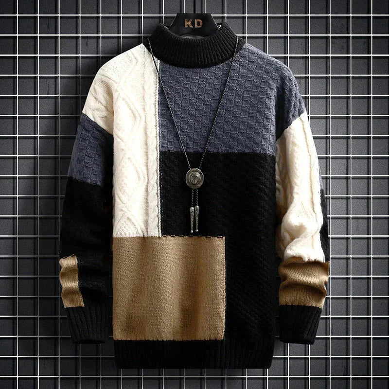 Drune | hochgeschlossen Patchwork Pullover Herrenbekleidung