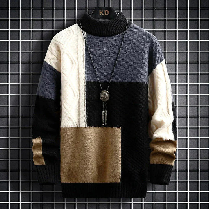 Drune | hochgeschlossen Patchwork Pullover Herrenbekleidung