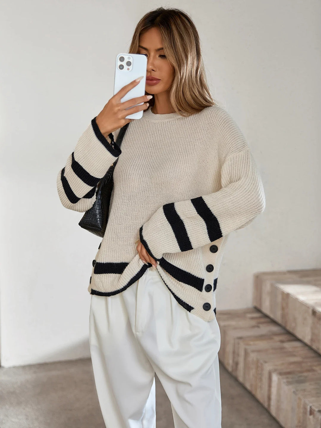Drune | Strickpullover Damen mit Farbkontrast