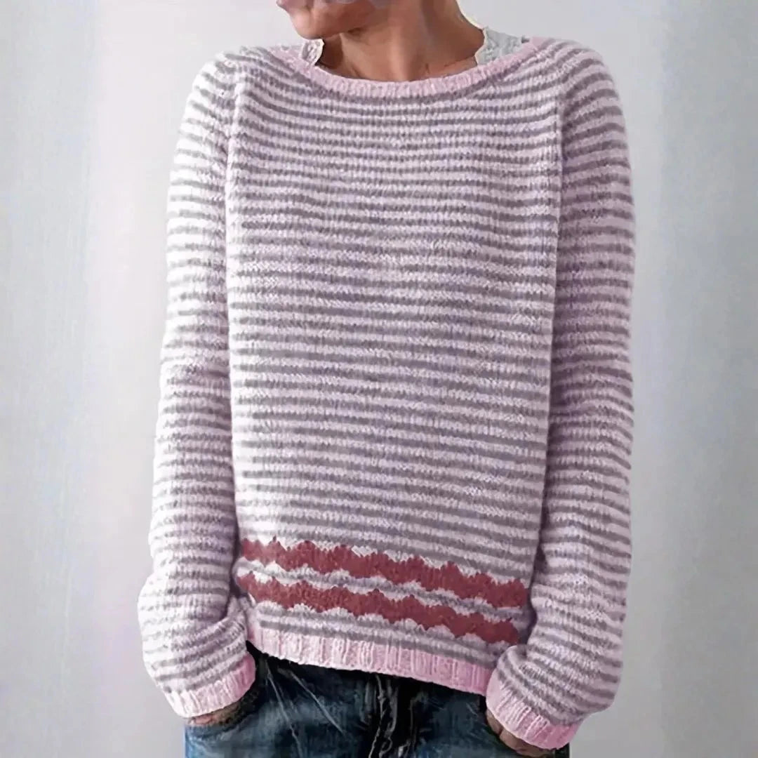 Drune | Gestreifter Strickpullover für Frauen - Leichtgewicht