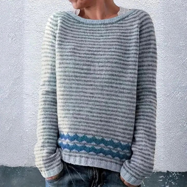Drune | Gestreifter Strickpullover für Frauen - Leichtgewicht