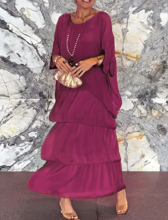 Drune | Maxi Kleid Mit Weitem Rundhalsausschnitt
