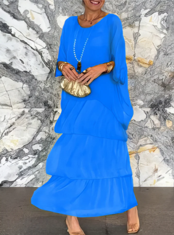 Drune | Maxi Kleid Mit Weitem Rundhalsausschnitt