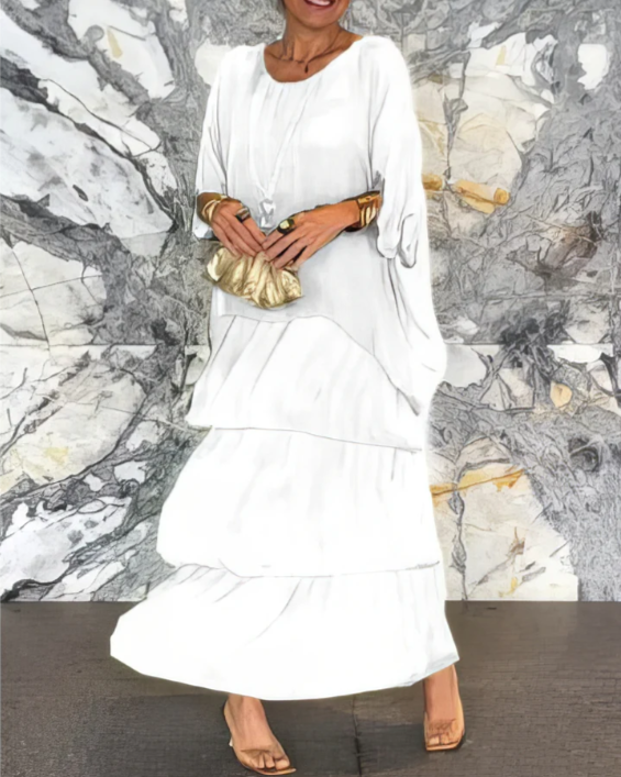 Drune | Maxi Kleid Mit Weitem Rundhalsausschnitt