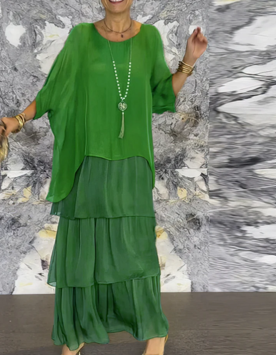 Drune | Maxi Kleid Mit Weitem Rundhalsausschnitt