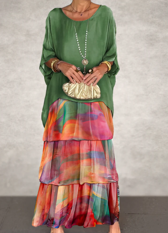 Drune | Maxi Kleid Mit Weitem Rundhalsausschnitt
