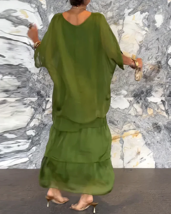 Drune | Maxi Kleid Mit Weitem Rundhalsausschnitt