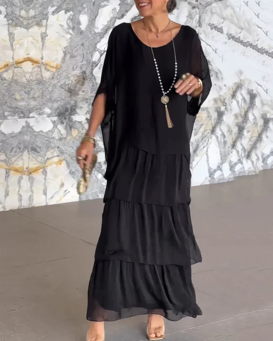 Drune | Elegantes Maxikleid mit weitem Rundhalsausschnitt