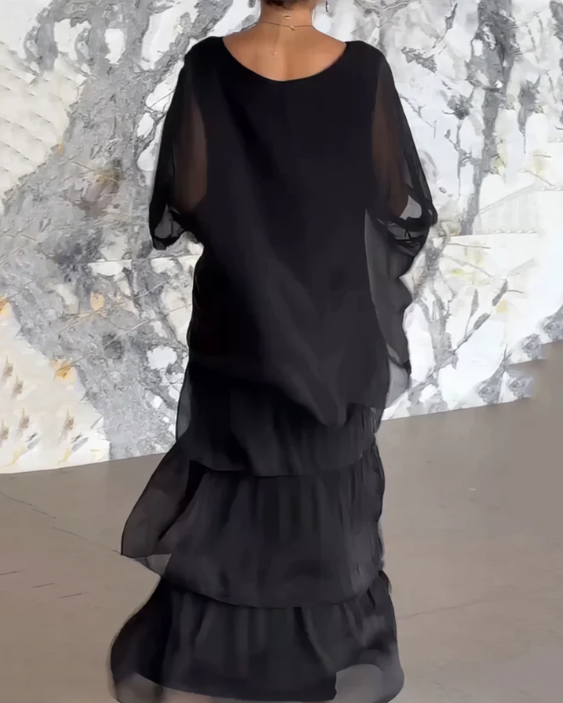Drune | Maxi Kleid Mit Weitem Rundhalsausschnitt