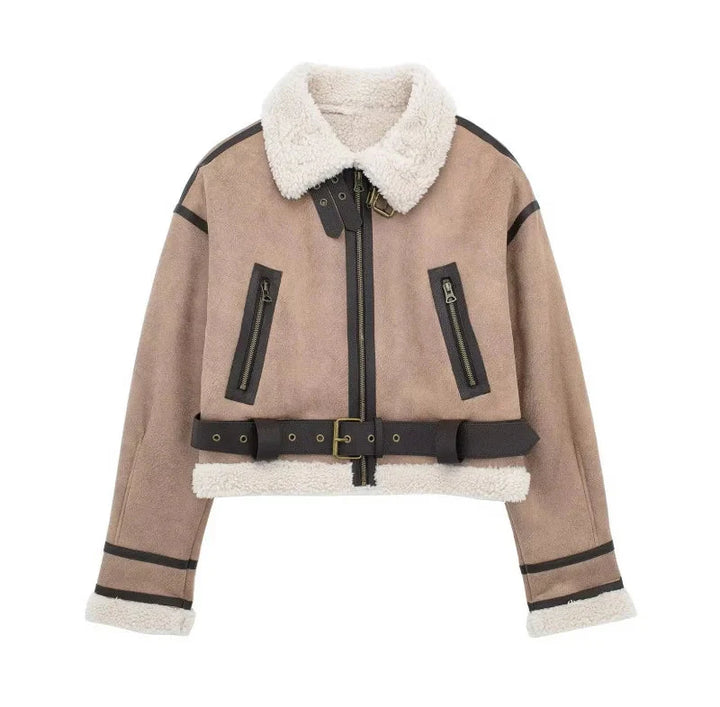 Drune | Bikerjacke Tailliert Teddy Gefüttert Winter Bikerjacke Damenjacke