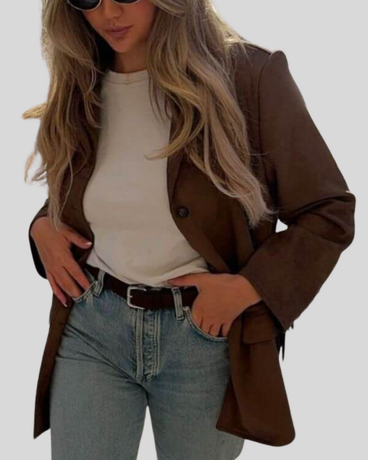 Drune | Braun Weinlese Große Blazer Damenjacke