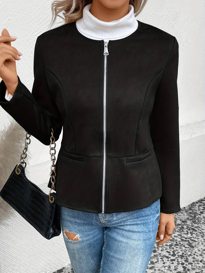 Drune | Reißverschluss Runder Ausschnitt Sommerjacke Damenjacke