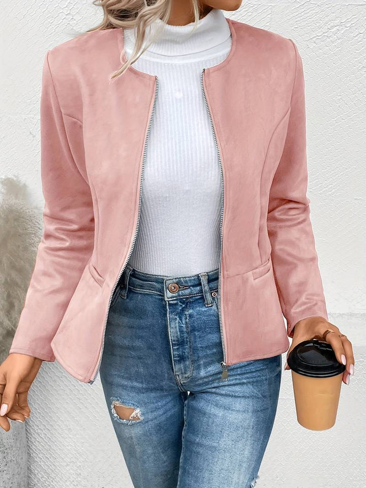 Drune | Reißverschluss Runder Ausschnitt Sommerjacke Damenjacke