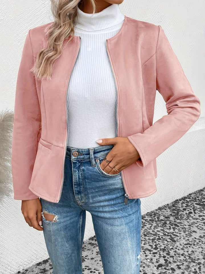 Drune | Reißverschluss Runder Ausschnitt Sommerjacke Damenjacke