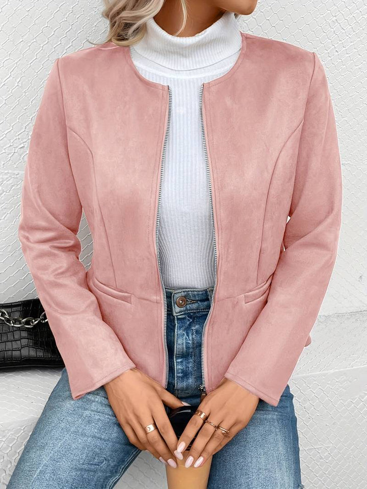Drune | Reißverschluss Runder Ausschnitt Sommerjacke Damenjacke