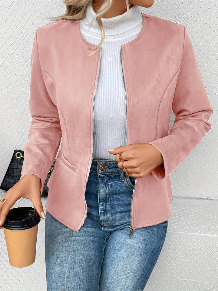 Drune | Reißverschluss Runder Ausschnitt Sommerjacke Damenjacke