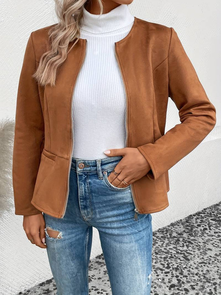 Drune | Reißverschluss Runder Ausschnitt Sommerjacke Damenjacke