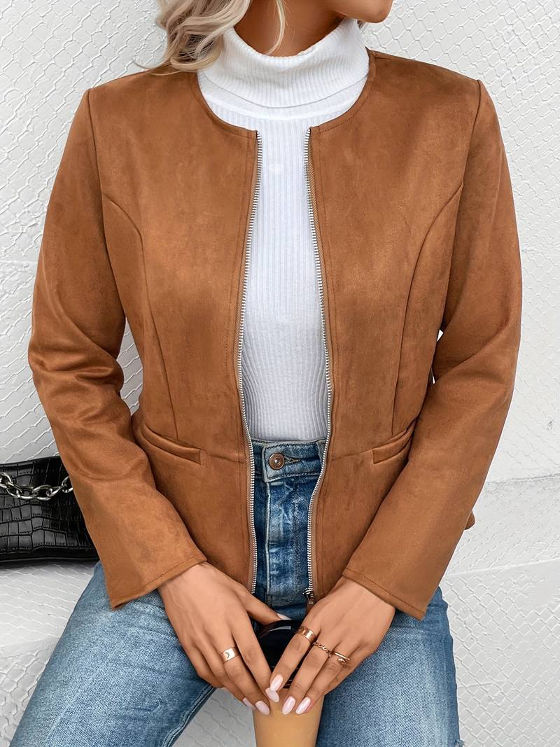 Drune | Reißverschluss Runder Ausschnitt Sommerjacke Damenjacke