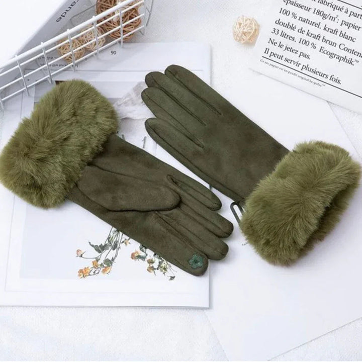 Drune | Wildlederhandschuhe für Damen - Kunstpelzbesatz - Winter