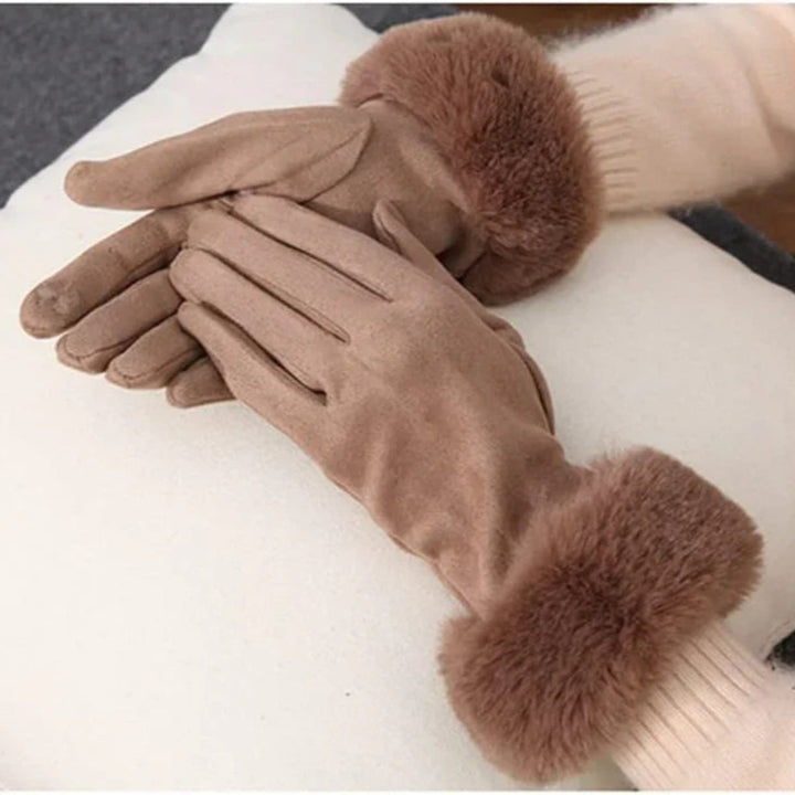Drune | Wildlederhandschuhe für Frauen - Kunstfellbesatz - Winter