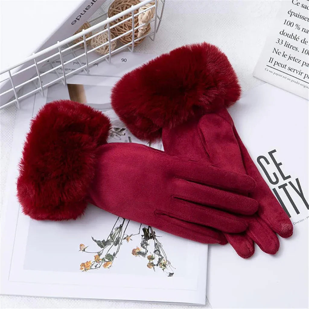 Drune | Wildlederhandschuhe für Frauen - Kunstfellbesatz - Winter