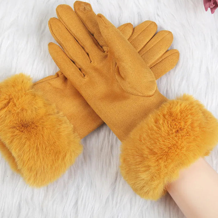 Drune | Wildlederhandschuhe für Frauen - Kunstfellbesatz - Winter