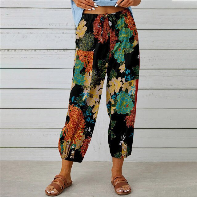 Drune - Sommerhose mit elastischer Taille und Druckmuster