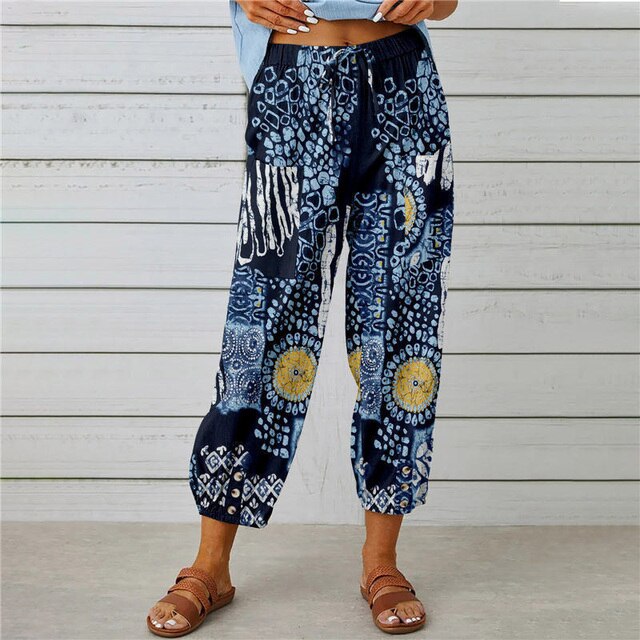 Drune - Sommerhose mit elastischer Taille und Druckmuster