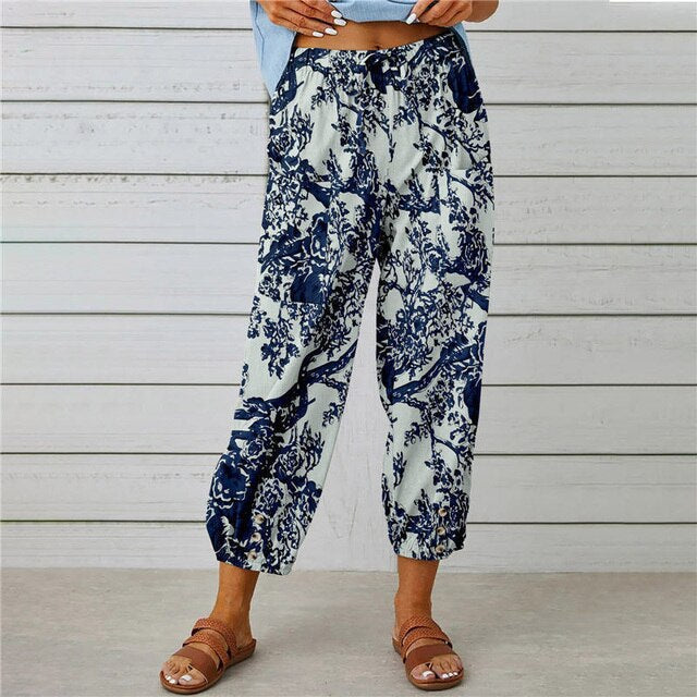 Drune - Sommerhose mit elastischer Taille und Druckmuster