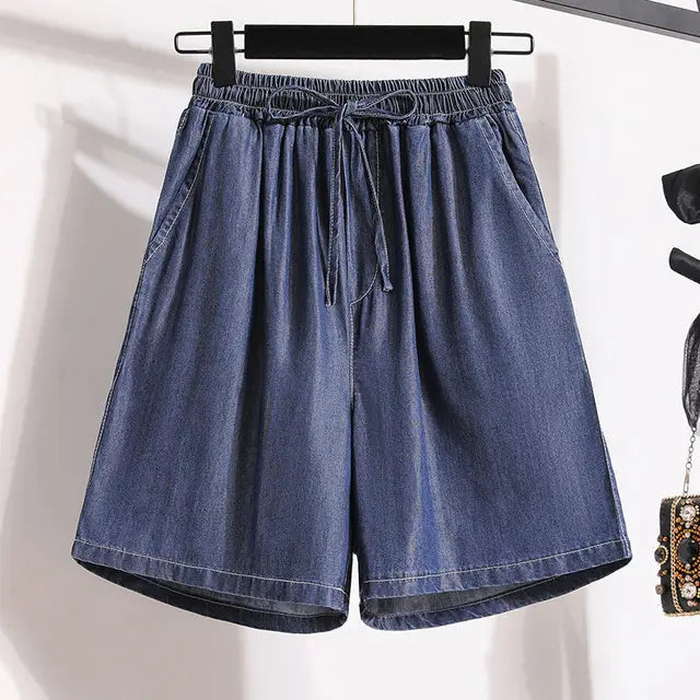 Drune | Jeansshorts Mit Weitem Bein Und Elastischem Bund