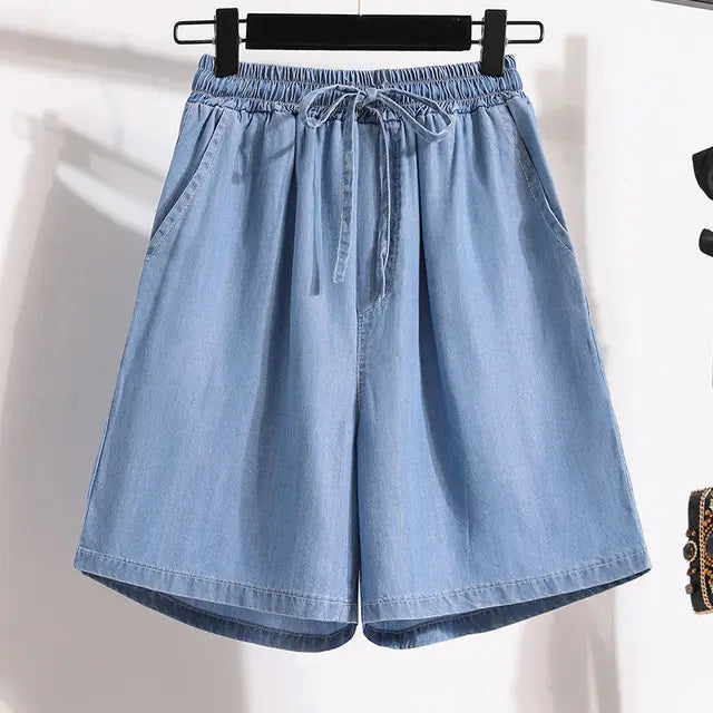 Drune | Jeansshorts Mit Weitem Bein Und Elastischem Bund