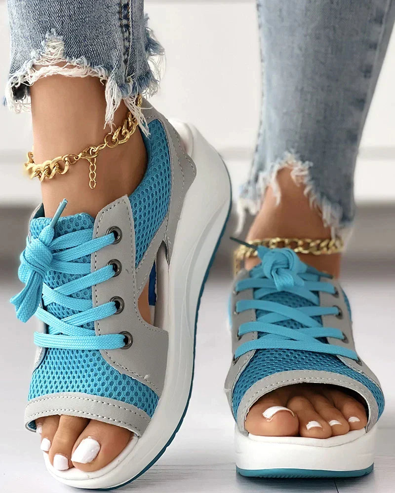 Drune | Orthopädische Muffin Sandalen mit Ausschnitt und Schnürung