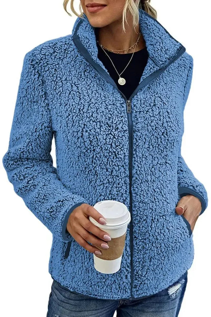 Drune | Up Sherpa Fleece Jacke - Warmes Texturiertes Design - Hoher Kragen - Gemütliche Alltagslage