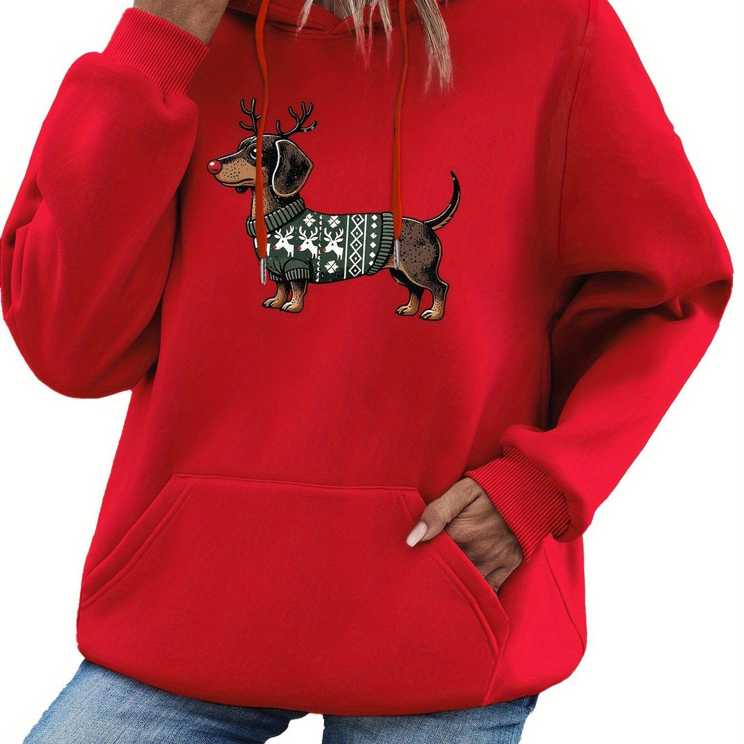Drune | Süßer Dackeldruck Hoodie für Damen