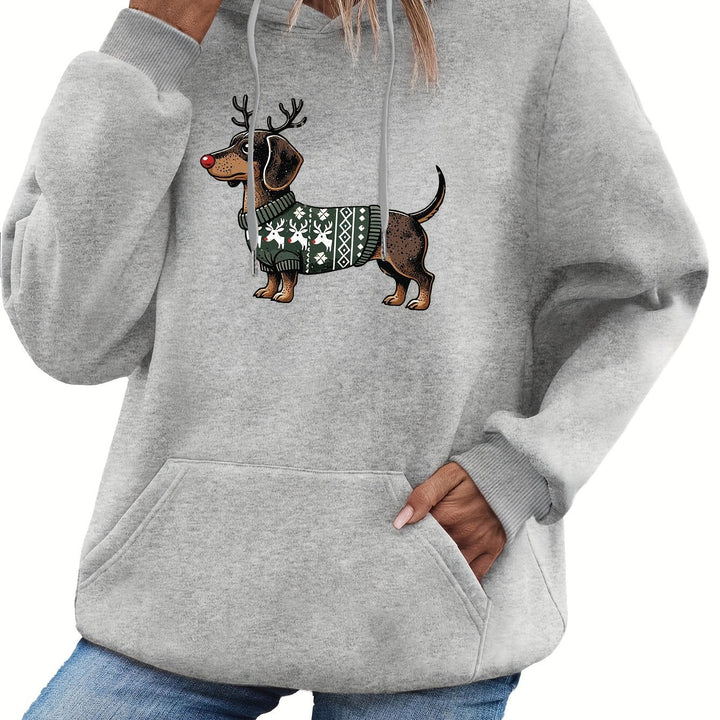 Drune | Süßer Dackeldruck Hoodie für Damen